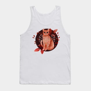 Nordic Folk Art Cat, Woodland Animals Folk Art Tank Top